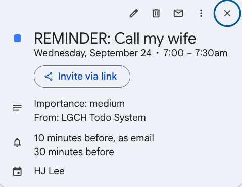 Reminder Calendar Sync Test Result