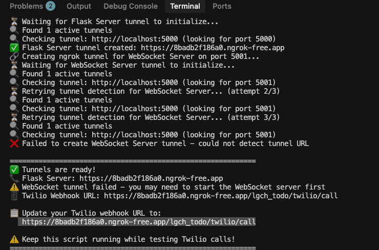 Twilio Webhook URL Configuration